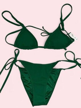 Wilo the Label Green Triangle Tie-Side Bikini Set - Women